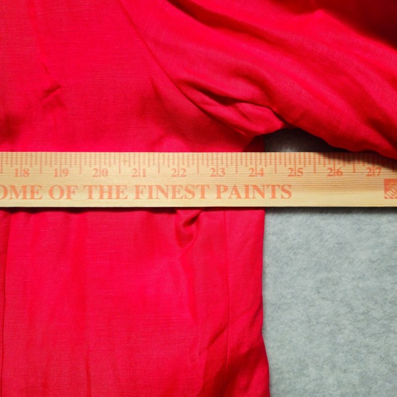 ISC Red Silk Linen Blend Long Sleeve Button Down Blouse Top Womens XL‎ Holiday - Picture 4 of 5